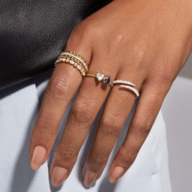 Image of 14K Yellow Gold Velvet Ropes Diamond Band with Stone and Strand Rings