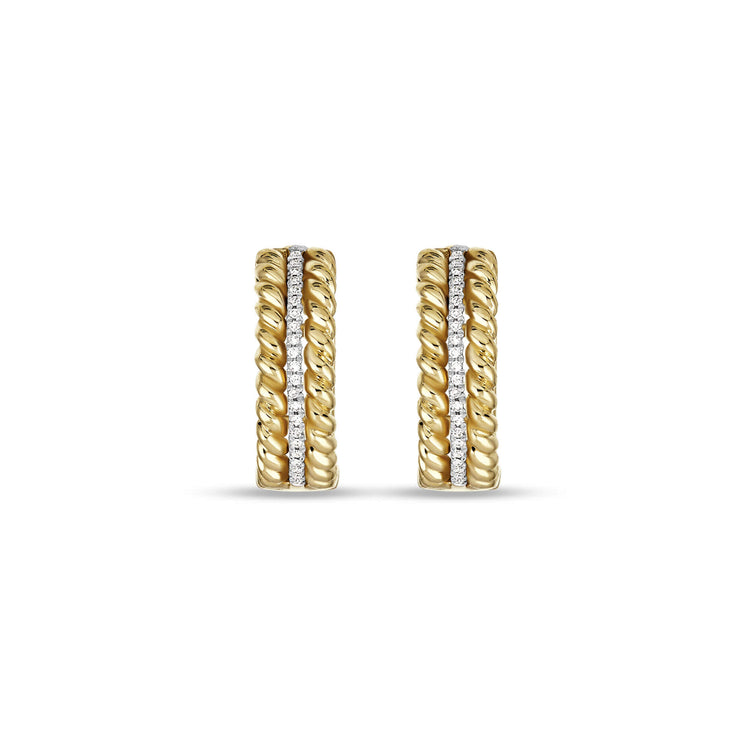 Stone and Strand 14K Yellow Gold Velvet Ropes Diamond Huggies Front Image