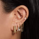 Image of 14K Yellow Gold Velvet Ropes Diamond Huggies with Stone and Strand Earrings