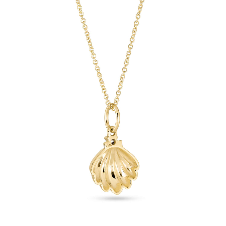 Stone and Strand 14K Yellow Gold Vintage Scallop Shell Necklace Rear Image