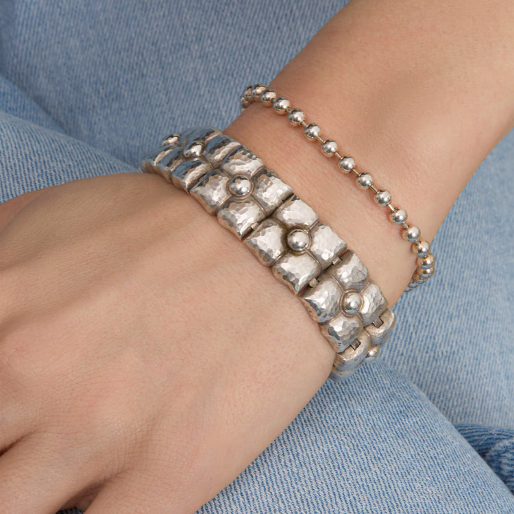 Image of Vintage Silver Bracelet with Stone and Strand Bracelets