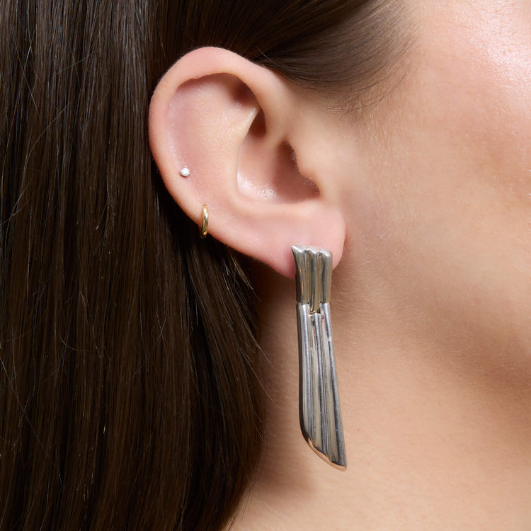 Image of Vintage Silver Drop Earrings on Models Ear