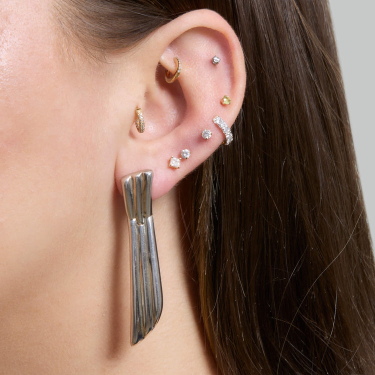 Image of Vintage Silver Drop Earrings with Stone and Strand Earrings