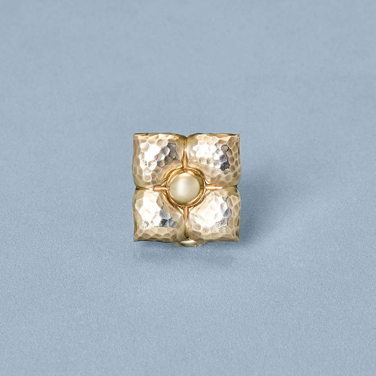 Stone and Strand Vintage Silver Flower Clip On Earrings Front Single Image