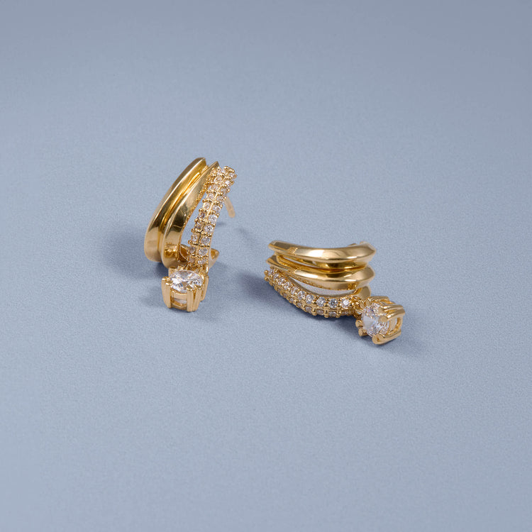 Stone and Strand 14K Yellow Gold Waverly Diamond Cuff Drop Earrings Editorial Image