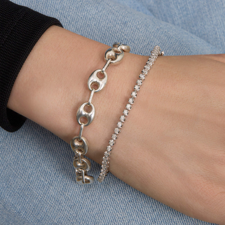 Image of 10K White Gold Noble Diamond Tennis Bracelet with Stone and Strand Bracelets