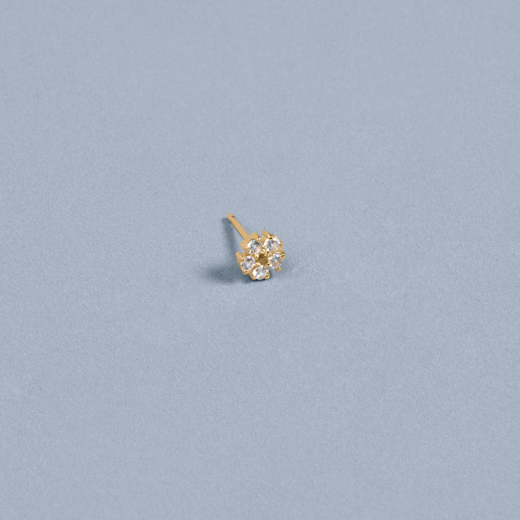 White Sapphire Flower Stud