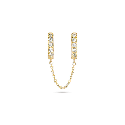 Stone and Strand 10K Yellow Gold White Topaz Double Huggies Front Image
