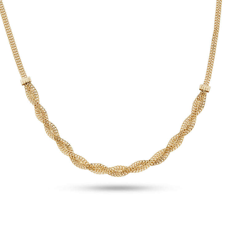 Stone and Strand 10K Yellow Gold Woven In Gold Braided Necklace Close Up Image