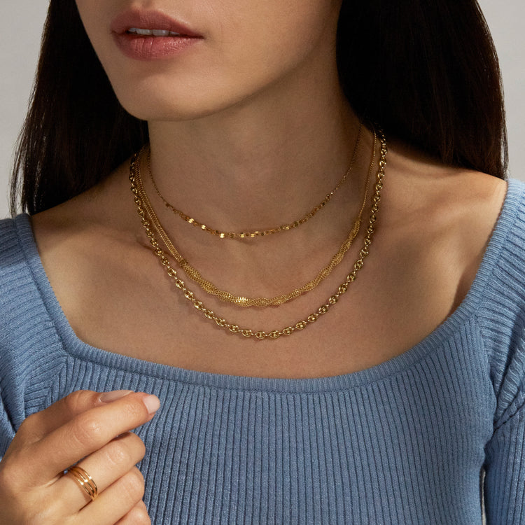 Image of 10K Yellow Gold Woven In Gold Braided Necklace with Stone and Strand Necklaces