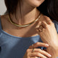 Image of 10K Yellow Gold Woven In Gold Grand Collar Necklace with Stone and Strand Necklaces