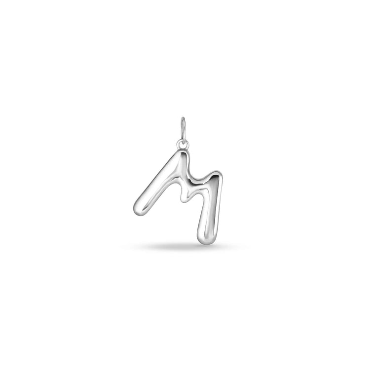 Stone and Strand Sterling Silver XL Silver Blob Initial Charm Front Image