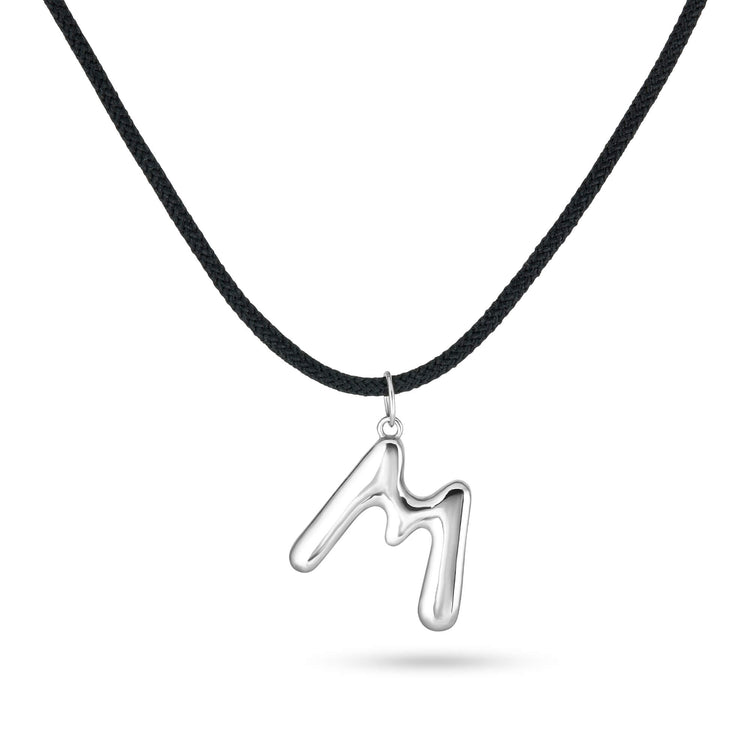 Stone and Strand Sterling Silver XL Silver Blob Initial Necklace Front Image