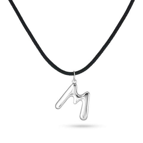 Stone and Strand Sterling Silver XL Silver Blob Initial Necklace Front Image