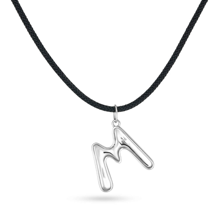 Stone and Strand Sterling Silver XL Silver Blob Initial Necklace Rear Image