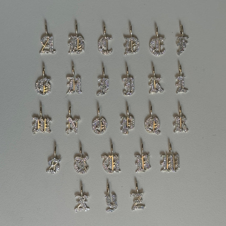 Gothic Pave Initial Necklace