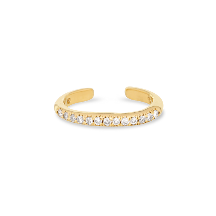 Stone and Strand 14K Yellow Gold 15 Diamond Pave Ear Cuff Front Image