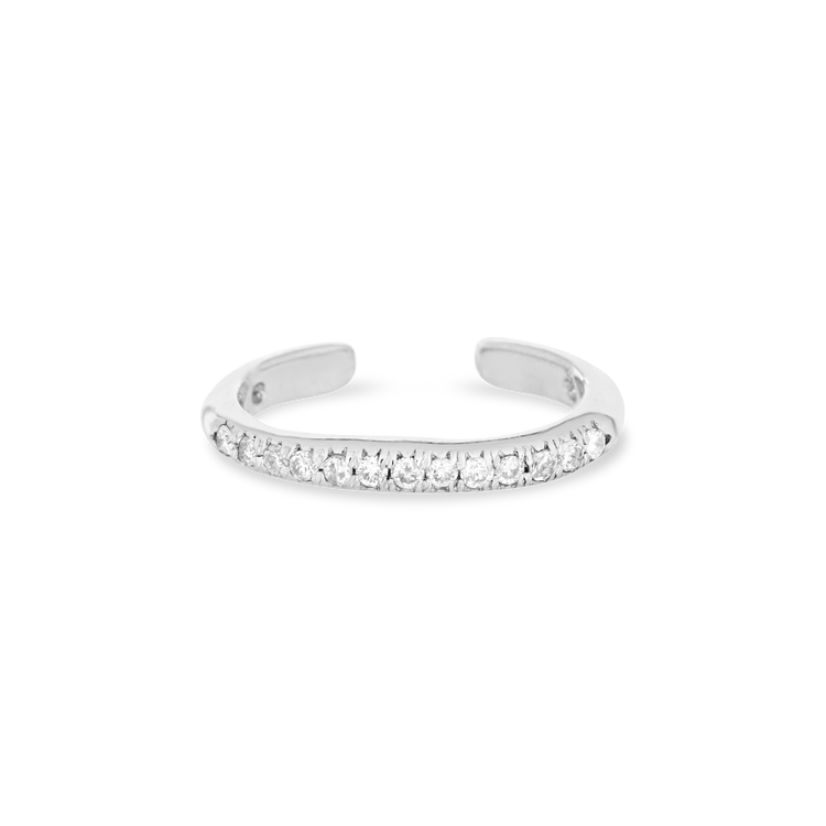Stone and Strand 14K White Gold 15 Diamond Pave Ear Cuff Front Image