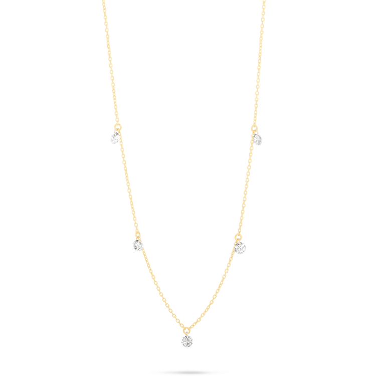 Stone and Strand 14K Yellow Gold Tiny 5 Diamond Twinkle Necklace Image