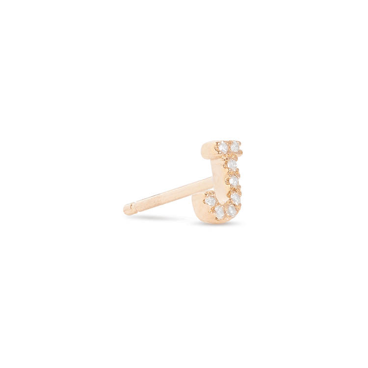 Stone and Strand 14K Yellow Gold All Caps Pave Initial Stud Side J Image
