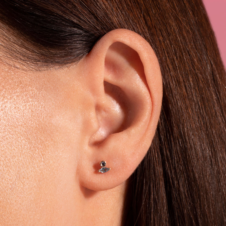 Marquise Aquamarine and Sapphire Studs