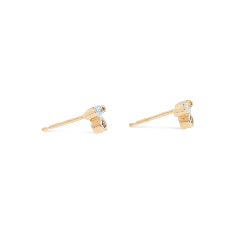 Marquise Aquamarine and Sapphire Studs