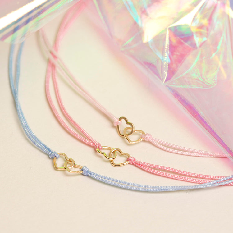Still life image of Baby Pink BFFL Bracelet with Stone and Strand solid gold jewelry