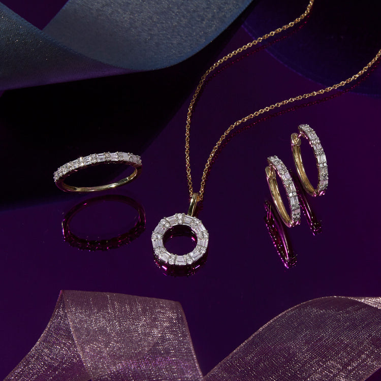 Still life image of Diamond Code Ring with Stone and Strand solid gold jewelry
