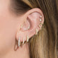 Image of 10K Yellow Gold Diamond Code Huggies with Stone and Strand Earrings