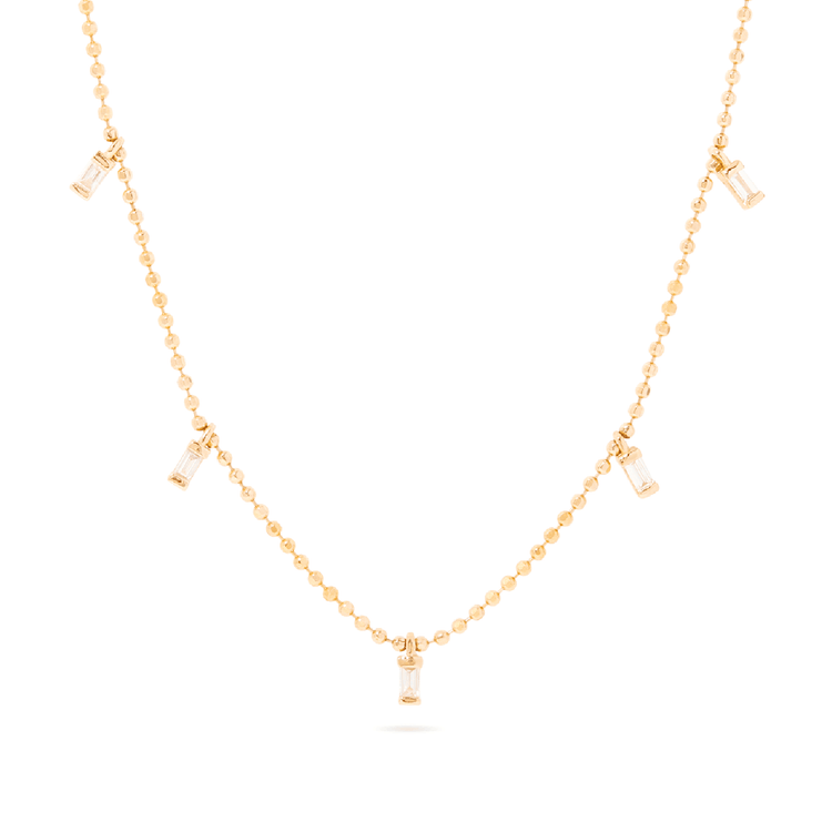 Baguette Dangle Bead Chain Necklace