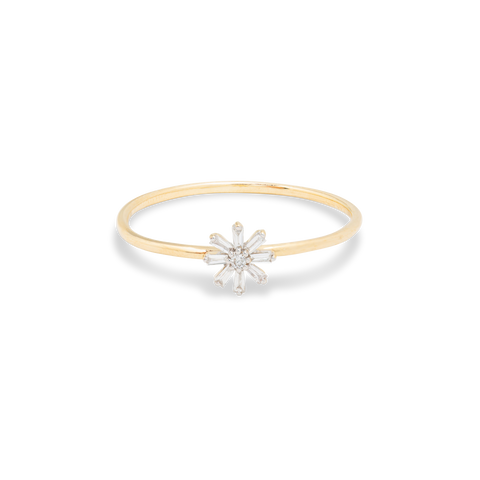 Baguette Diamond Flower Ring
