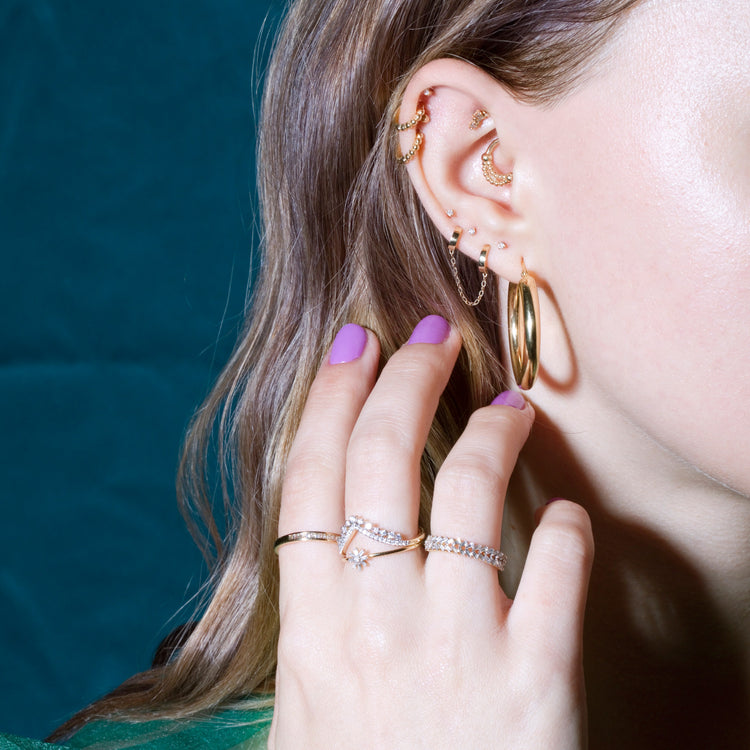 Baguette Diamond Flower Ring