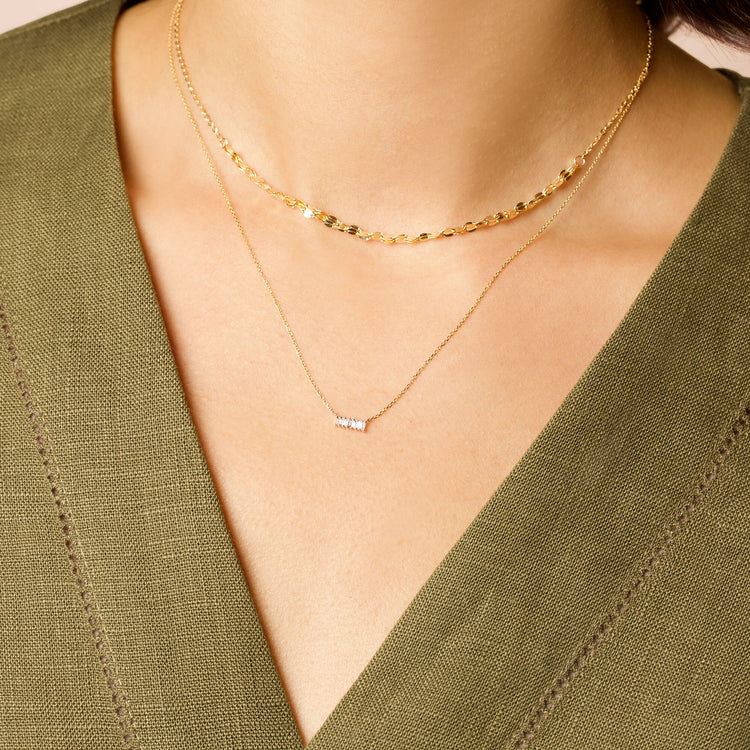Baguette diamond necklace gold discount