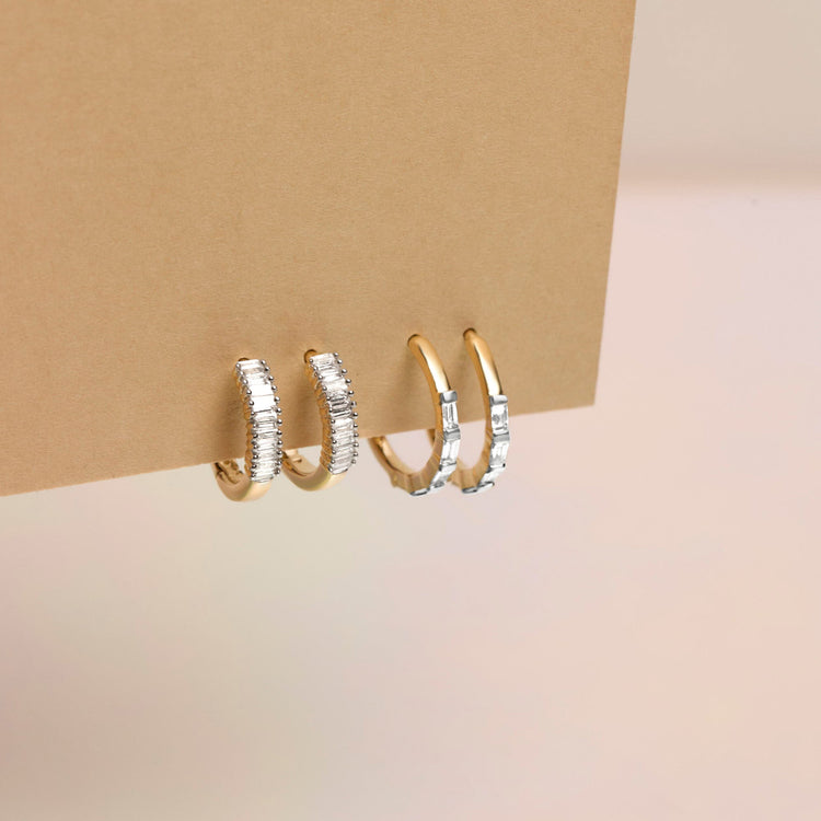 Baguettes For Eternity Huggie Earrings