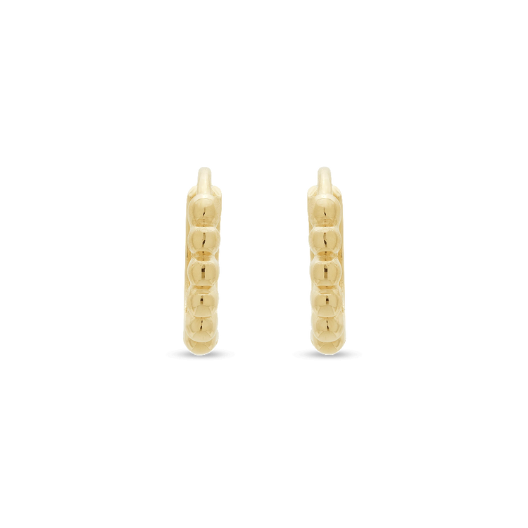 Stone and Strand 10K Yellow Gold Tiny Beaded Huggies Front Image