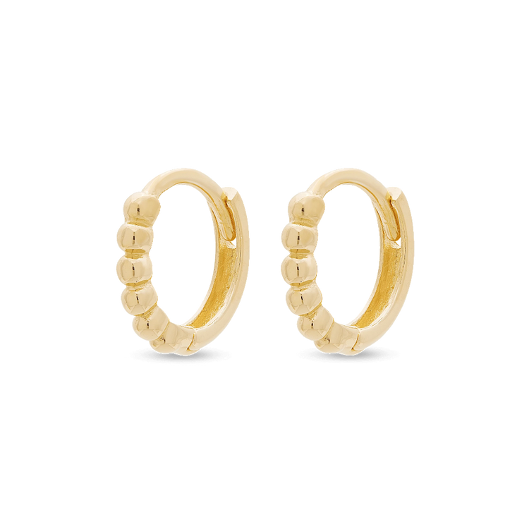 Stone and Strand 10K Yellow Gold Tiny Beaded Huggies Side Image