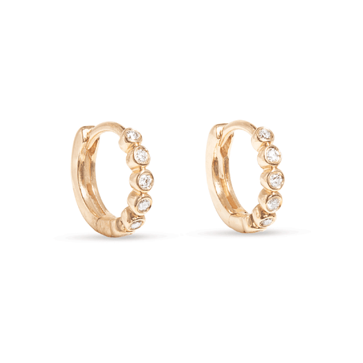stone and strand Bezel Diamond Huggies
