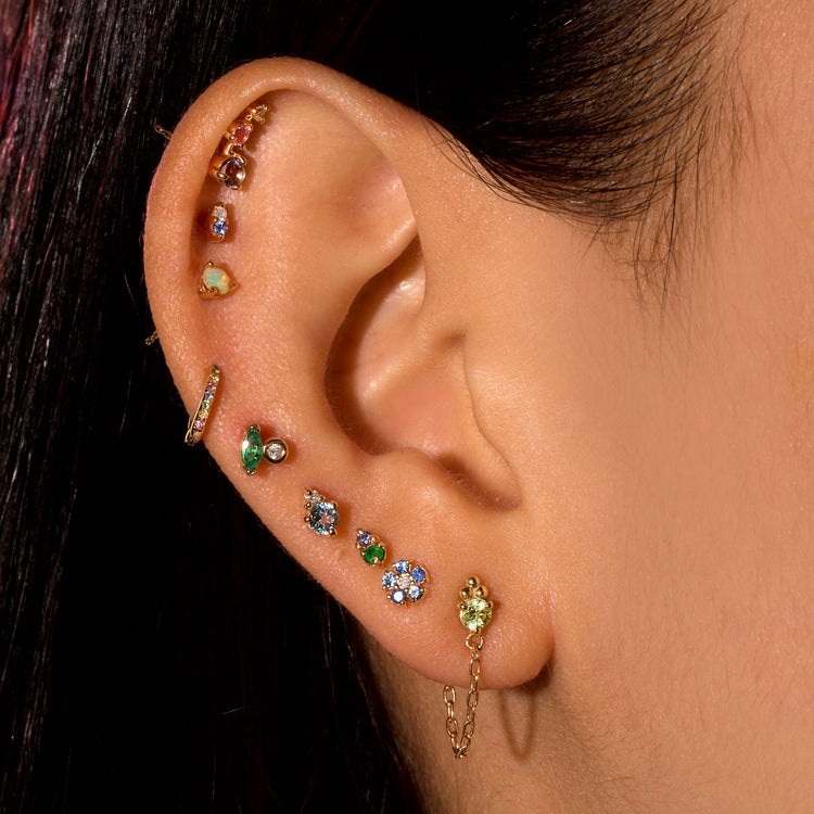 Birthstone And Diamond Stud Earring