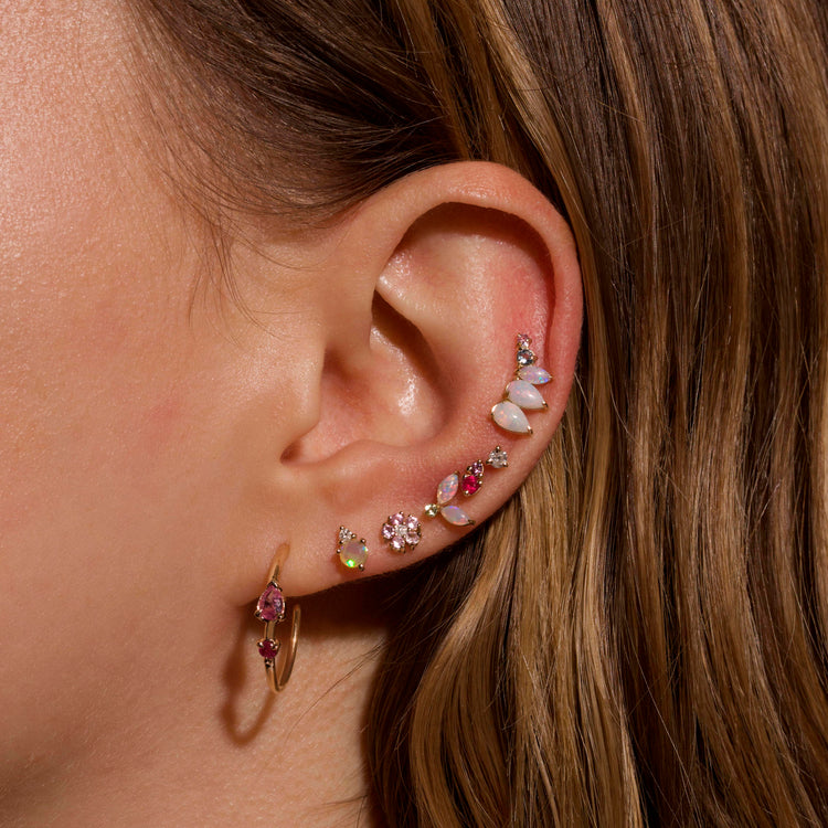 Birthstone And Diamond Stud Earring