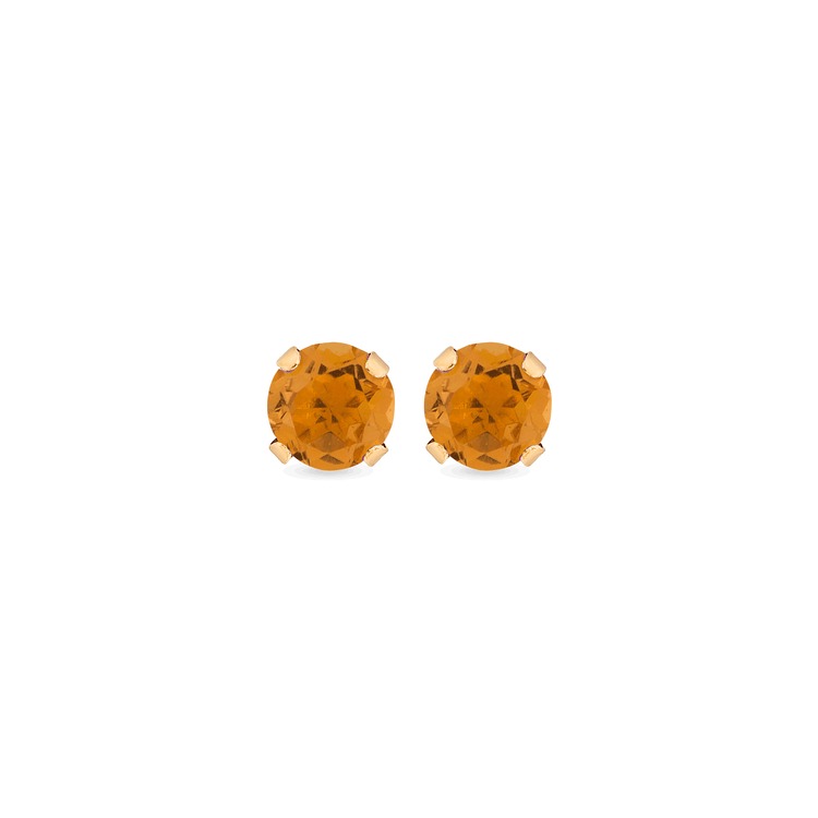Stone and Strand 14K Yellow Gold Tiny Citrine Birthstone Earrings Front Image
