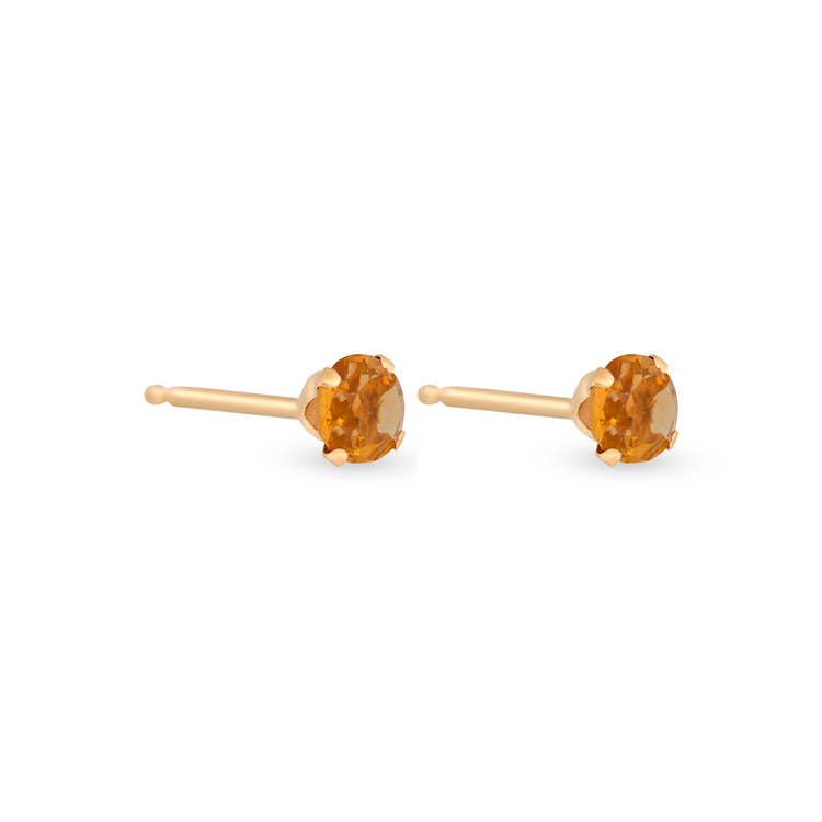 Stone and Strand 14K Yellow Gold Tiny Citrine Birthstone Earrings Side Image