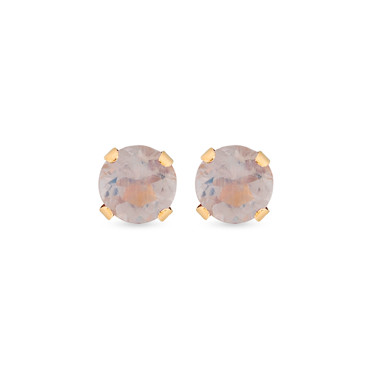 Stone and Strand 14K Yellow Gold Tiny Moonstone Birthstone Earrings Front Image