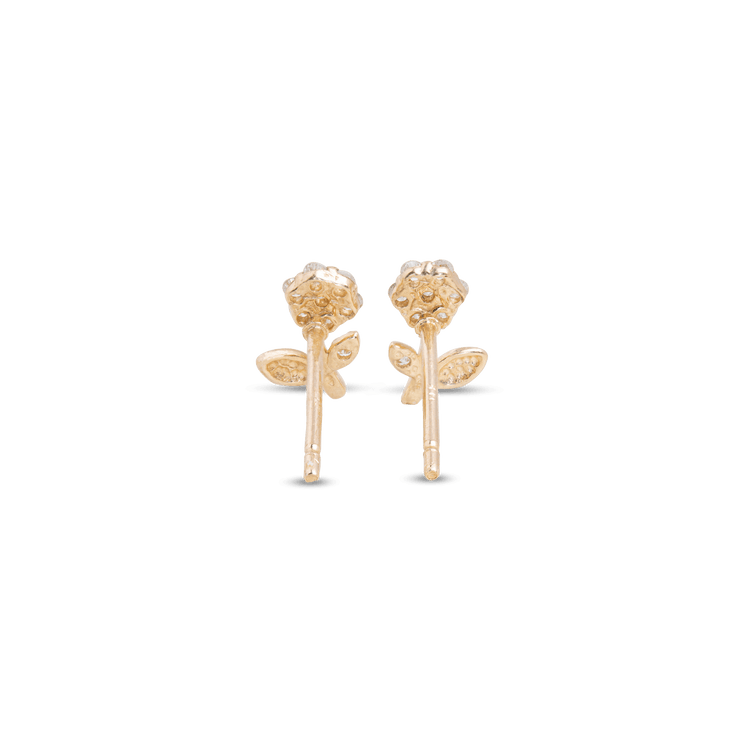 Stone and Strand 14K Yellow Gold Blooming Diamond Flower Studs Rear Image
