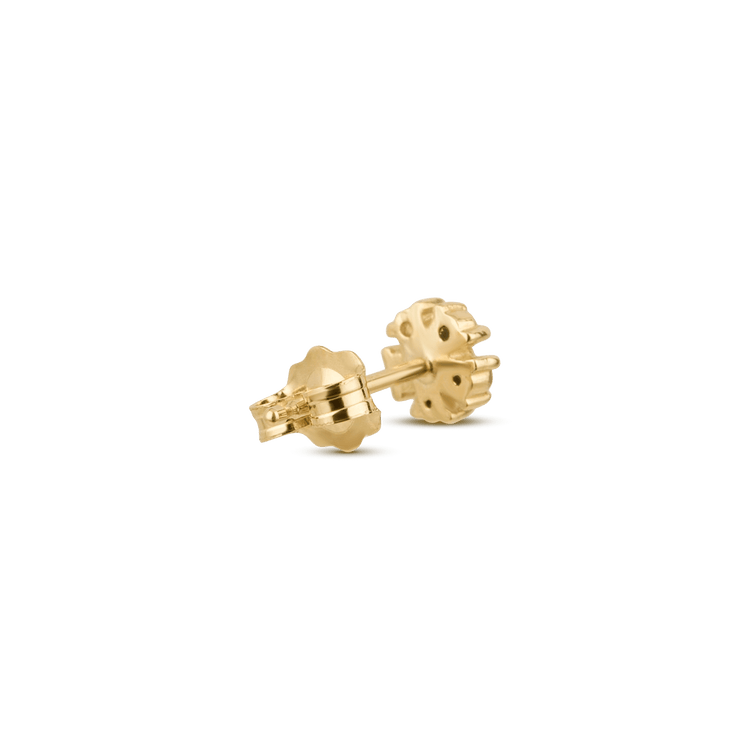 Stone and Strand 10K Yellow Gold Small Blue Sapphire and Diamond Flower Stud Rear Image