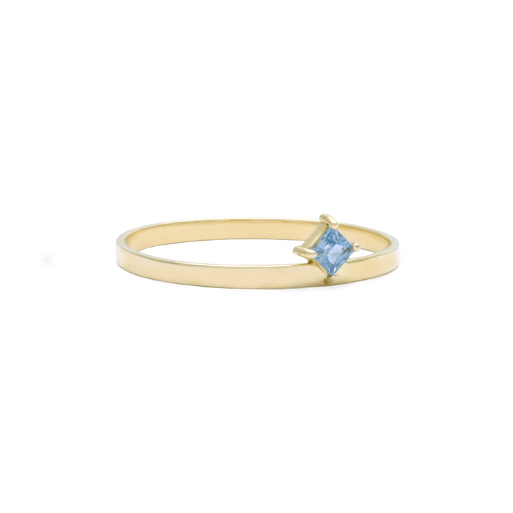 Princess Blue Sapphire Candy Bar Ring