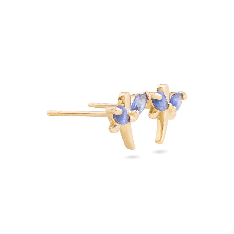 Stone and Strand 14K Yellow Gold Iolite Dragonfly Studs Side Image