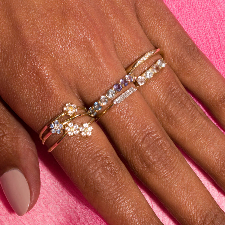 Blue Sapphire Flower Ring