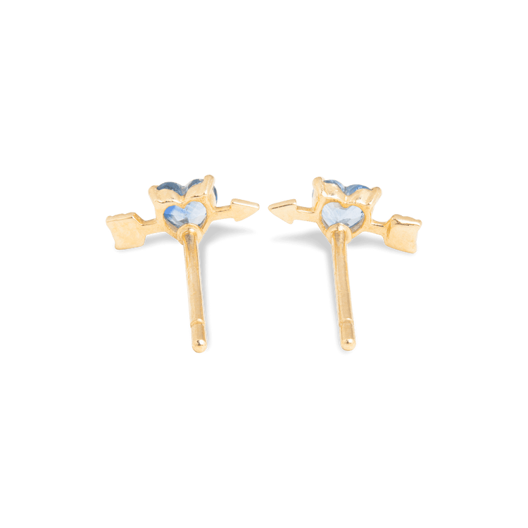 Stone and Strand 10K Yellow Gold Blue Sapphire Valentine Studs Rear Image