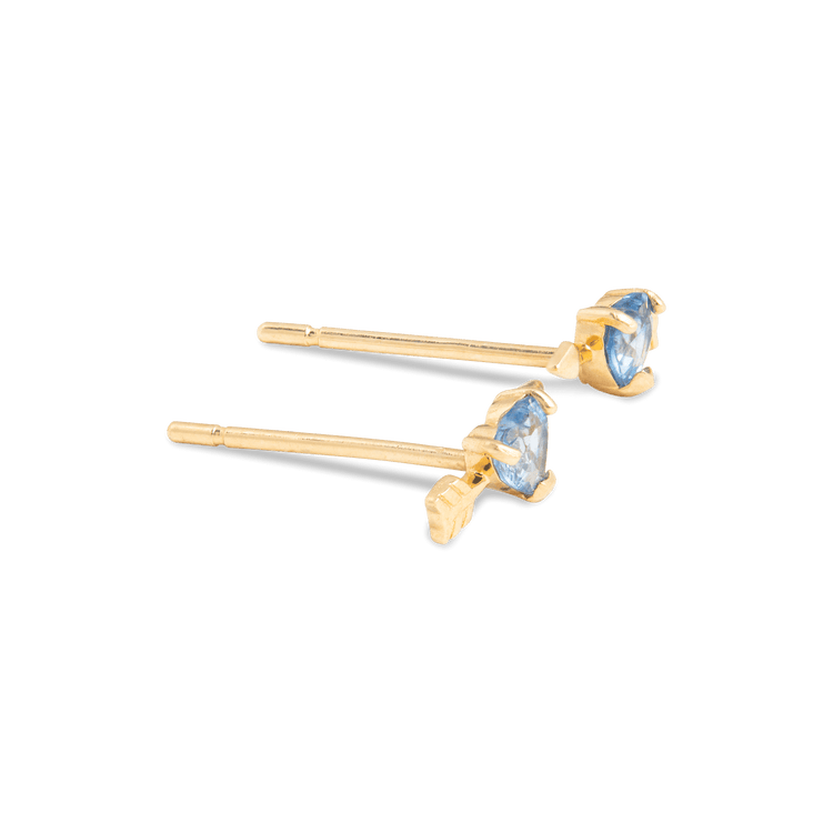 Stone and Strand 10K Yellow Gold Blue Sapphire Valentine Studs Side Image