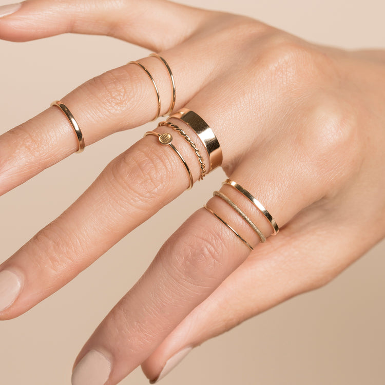 Image of 10K Yellow Gold Bold Gold Twist Ring with Stone and Strand Rings